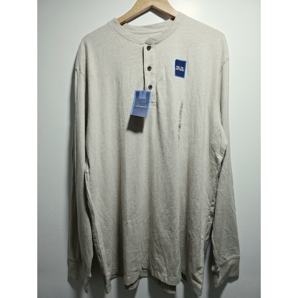 Croft & Barrow Mens Casual Sportwear Long-Sleeve Size XLT Tall Beige 100% Cotton